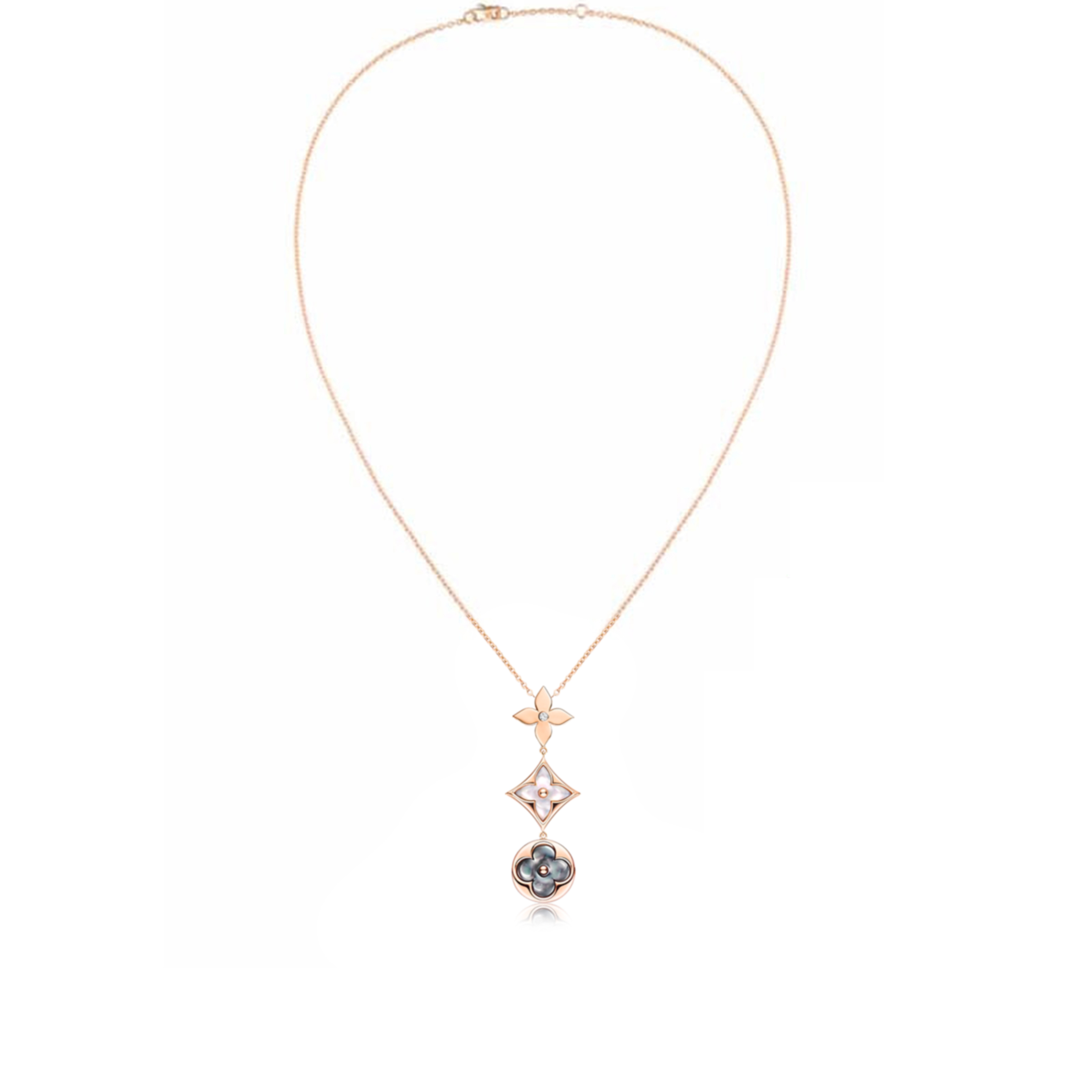 l**is V*t*n colour blossom lariat necklace, pink gold, white mother-of pearl, grey mother-of-pearl and diamond q94263